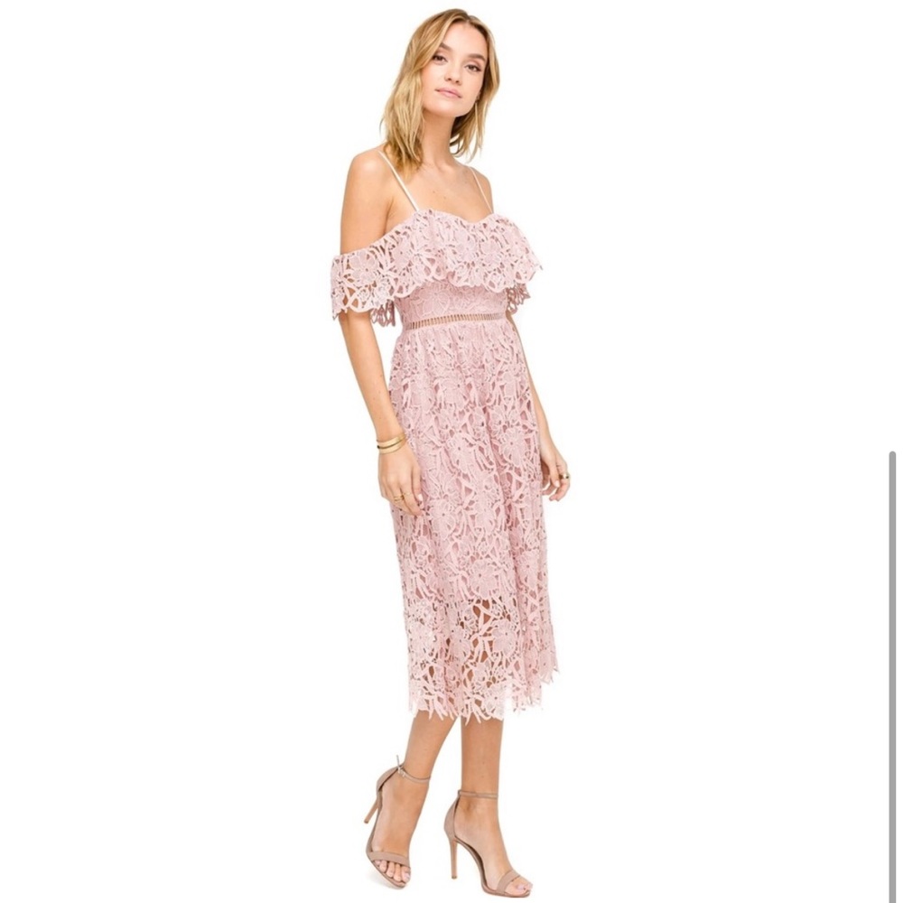 ASTR the Label Lace Off the Shoulder Midi Dress